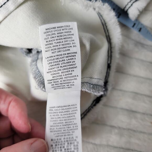 Habitual Girl Sz 12 White Blue Tie Dye Blazer Jacket Frayed Hem Double Breasted - Picture 11 of 12